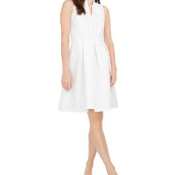Pappagallo Embroidered A-Line Dress Natural White - Picture 2 of 2